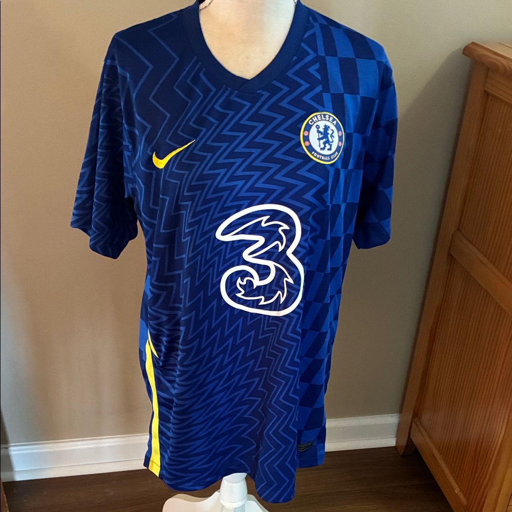 Nike Chelsea Blue and Yellow Men's Soccer Jersey